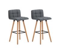 Sobuy Fst50-Dgx2, Set Of 2 Kitchen Barstool, Bar Stool With Fabric Padded Seat, Grey