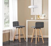 Sobuy Fst50-Dgx2, Set Of 2 Kitchen Barstool, Bar Stool With Fabric Padded Seat, Grey,w45Xd42Xh92