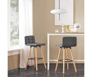 Sobuy Fst50-Dgx2, Set Of 2 Kitchen Barstool, Bar Stool With Fabric Padded Seat, Grey,w45Xd42Xh92
