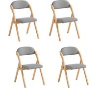 Sobuy Fst92-Nx4, Set Of 4 Folding Chairs Wooden Padded Chairs With Ergonomic Backrest No Assembly Required,wood Veneer,w54Xd47Xh81