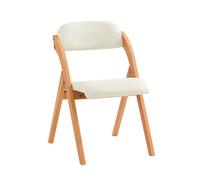 SoBuy FST92-W, Folding Chair Wooden Padded Kitchen&Office Chair with Ergonomic Backrest, Compact & Space-Saving, No Assembly Required White 47.5 x 59