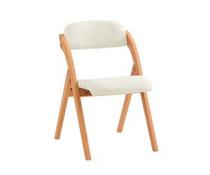 SoBuy FST92-W, Folding Chair Wooden Padded Kitchen&Office Chair with Ergonomic Backrest, Compact & Space-Saving, No Assembly Required White 47.5 x 59