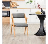 SoBuy FST98-HG, Folding Wooden Chair with Cushion - Foldable Dining and Office Chair, Padded Folding Chair for Indoor or Outdoor Use, Fold Up Garden