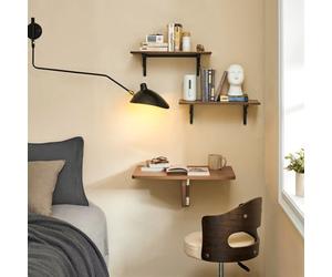 Sobuy Fwt03-Pf, Folding Wall-Mounted Drop-Leaf Table Foldable Table Compact Computer Desk,neutral,w60Xd40Xh26