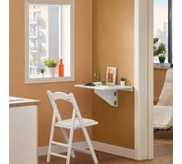 Sobuy Fwt03-W, Folding Wall-Mounted Drop-Leaf Table, Children Table Desk, Dining Table,white,w60Xd40Xh26