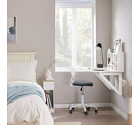 Sobuy Fwt07-Ii-W, Folding Wall-Mounted Drop-Leaf Table Desk Integrated With Storage Shelves,white,w90Xd60Xh78