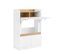 SoBuy FWT109-WN Folding Desk with 2 Drawers & Shelves, White
