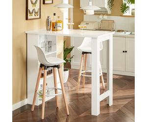 Sobuy Fwt17-Ii-W Kitchen Breakfast Bar Table Modern Dining Table With 3-Tier Storage Shelves Tall Table,white,w112Xd57Xh106
