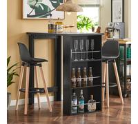 Sobuy Fwt17-Sch,kitchen Dining Table Bar Coffee Table With 3 Tier Storage Rack Black