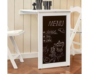 Sobuy Fwt20-W, Folding Wall-Mounted Drop-Leaf Table Dining Table Desk With Blackboard,white,w50Xd75Xh73