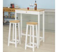 Sobuy Fwt50-Nw, 3 Pieces Kitchen Dining Set Bar Set-1 Bar Table And 2 Stools,wood Effect,w95Xd40Xh107