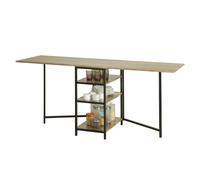 SoBuy FWT62-N, Folding Dining Table with 3 Shelves, Kitchen Dining Room Table, Wood
