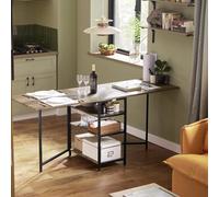 Sobuy Fwt62-N, Folding Dining Table With 3 Shelves, Kitchen Dining Room Table, Wood Veneer,w180Xd60Xh76.5