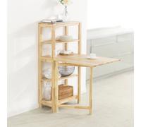 Sobuy Fwt70-N, Folding Rubber Wood Dining Table Kitchen Table With 5 Storage Shelves, Wood Veneer,w134Xd64Xh13.5
