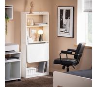 Sobuy Fwt92-H-W, Computer Desk Home Office Desk Folding Table With 5 Shelves Study Table,white,w63Xd57Xh145