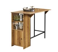 Sobuy Fwt98-Pf, Kitchen Breakfast Bar Table Dining Table With Extendable Table Top And Shelves,neutral,w120Xd65Xh95