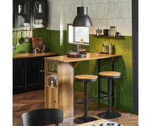 Sobuy Fwt98-Pf, Kitchen Breakfast Bar Table Dining Table With Extendable Table Top And Shelves,neutral,w120Xd65Xh95