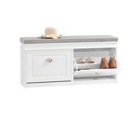 Shoe Cabinet Storage Bench Hallway Narrow Shoe Rack With Seat Cushion 2 Flip Doors, White,sobuy Fsr64-W