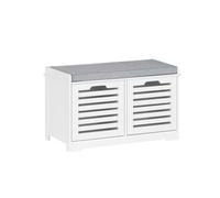 Sobuy Hallway Storage Bench Shoe Cabinet With Seat Cushion And 2 Doors White