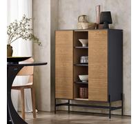 Sobuy Hfsb04-Sch,sideboard Shoe Cabinet Rattan Storage Organiser 80Black,w88Xd40Xh119.5