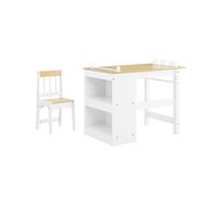SoBuy Kids Activity Table & Chair Set with Storage, White/Natural