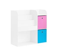 SoBuy Kids Bookcase with 2 Fabric Drawers, Pink & Blue