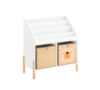 SoBuy Kids Bookshelf with 4 Tiers & 2 Toy Storage Boxes White