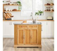 Sobuy Fkw130-N,kitchen Rolling Island With Extendable Stainless Steel Worktop And Adjustable Shelves For Dining Room