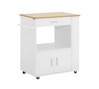 SoBuy Kitchen Island on Wheels FKW113-WN, White Wood Effect