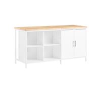 SoBuy Kitchen Island Storage Cupboard Breakfast Dining Bar Table,KNL09-WN White