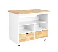SoBuy FKW107-WN Design Kitchen Trolley with Worktop White+Nature