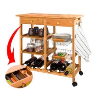 SoBuy Kitchen Island Trolley with Seating, FKW06-N