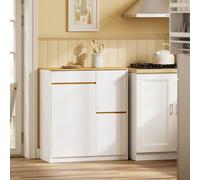 Sobuy Kitchen Sideboard With 3 Drawers And Bin Compartment 80X38X90 Cm Load Capacity 45 Kg Fsb111-Nw - White