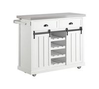 SoBuy Kitchen Island with Stainless Steel Top - White