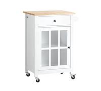 Sobuy Kitchen Storage Trolley Cabinet With Wheels White Wooden