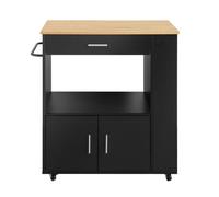 Sobuy Kitchen Trolley Cart Storage Cabinet With Wheels Black 80Cm
