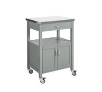 Sobuy Kitchen Trolley Cart With Stainless Steel Worktop Storage Cabinet Grey