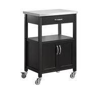 SoBuy Kitchen Trolley on Wheels - Drawer & Open Shelf - Compact Storage Unit in Black SoBuy Black