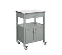 SoBuy Kitchen Trolley on Wheels - Drawer & Open Shelf - Compact Storage Unit in Grey SoBuy Grey