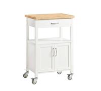 SoBuy Kitchen Trolley on Wheels - Drawer & Open Shelf - Compact Storage Unit in Natural White SoBuy Natural White