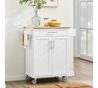 Sobuy Kitchen Trolley With 1 Drawer 2 Doors And Wheels 32.7X18.1X35.8 Inch With Spice Rack Fkw13-Ii-Nw - White
