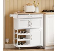 Sobuy Kitchen Trolley With 1 Drawer 3 Doors 3 Wine Shelves With Wheels 29.5X13.4X34.2 Inch Load Capacity 63 Kg Fkw45-E-Nw - White