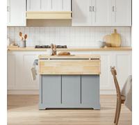 Sobuy Kitchen Trolley With 2 Drawers 4 Doors And Wheels 45.2X27.9X36.2 Inch Load Capacity 98 Kg Fkw71-Iii-Hg - Gray