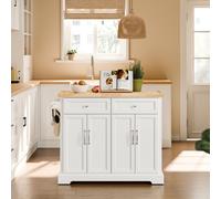 Sobuy Kitchen Trolley With 2 Drawers And Foldable Table 45.2X27.9X36.2 Inch Load Capacity 98 Kg Fkw71-Iii-Nw - White
