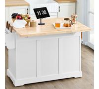 Sobuy Kitchen Trolley With 3 Drawers 2 Doors Foldable Side Panels 51.2X27.9X35.8 Inch Load Capacity 99 Kg Fkw41-Iii-Nw - White