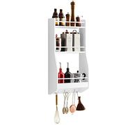 SoBuy Kitchen Wall Shelf Spice Rack Wall Mounted Shelf Rack with 3 Shelves and 3 Hooks White,SoBuy KCR12-W 38x17x75cm