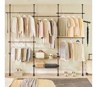Sobuy Kls04-Ii-Br,freestanding Coat Rack, Telescopic Clothes Rail, Heavy Duty Clothes Rack With Hanging Rails & Shelves