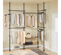 Sobuy Kls04-Ii-Sch,freestanding Coat Rack, Telescopic Clothes Rail, Heavy Duty Clothes Rack With Hanging Rails & Shelves,black