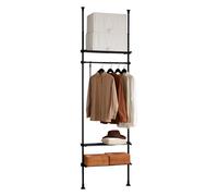 SoBuy KLS07-SCH, Telescopic Clothes Rail, Heavy Duty Clothes Rack, Adjustable Open Wardrobe with Hanging Rails & Shelves for Bedroom, Walk-in Closet B