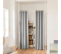 Sobuy Kls12-Hg, Blackout Curtain With Adjustable Metal Rods, Opaque Curtain For Rooms, Grey,162-266 Cm X 199-262 Cm